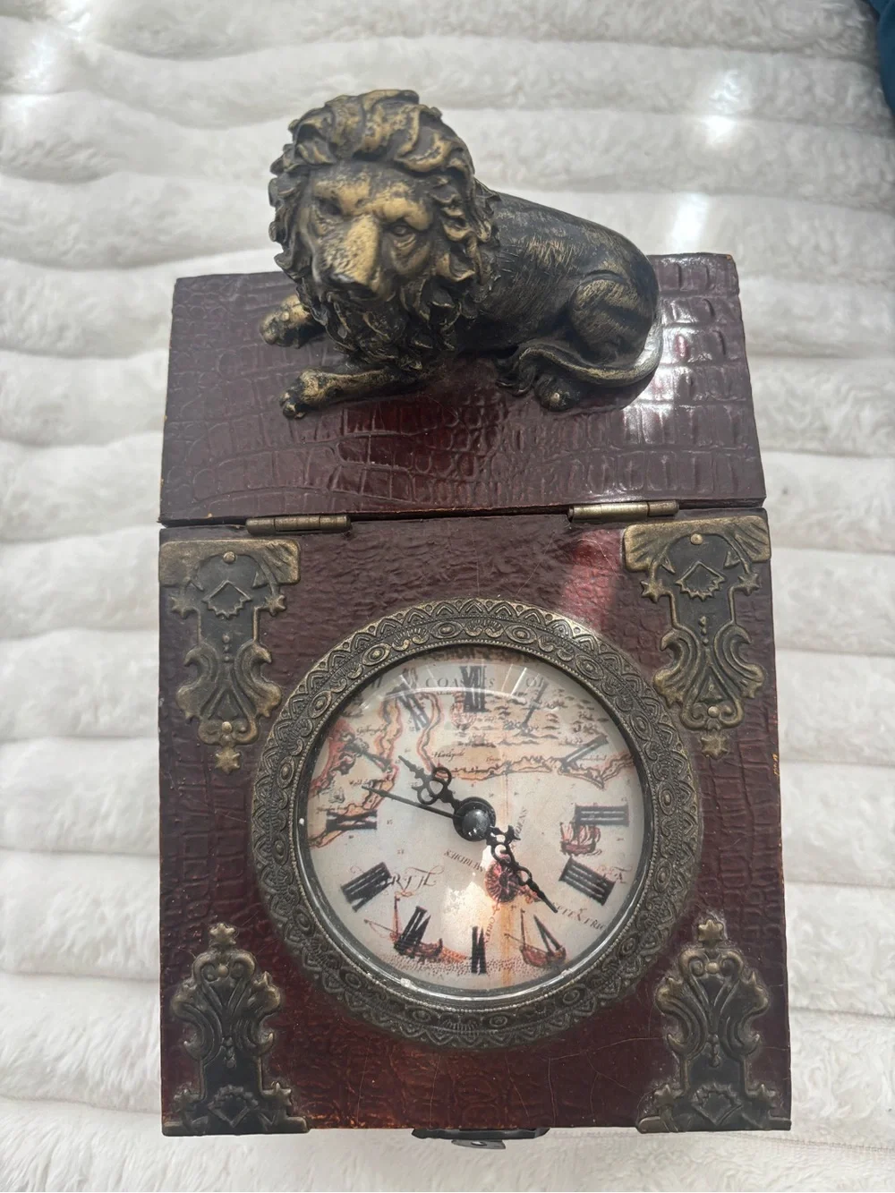 Vintage-Style Brown Decorative Box w/Antique Brass Accents Final Sale